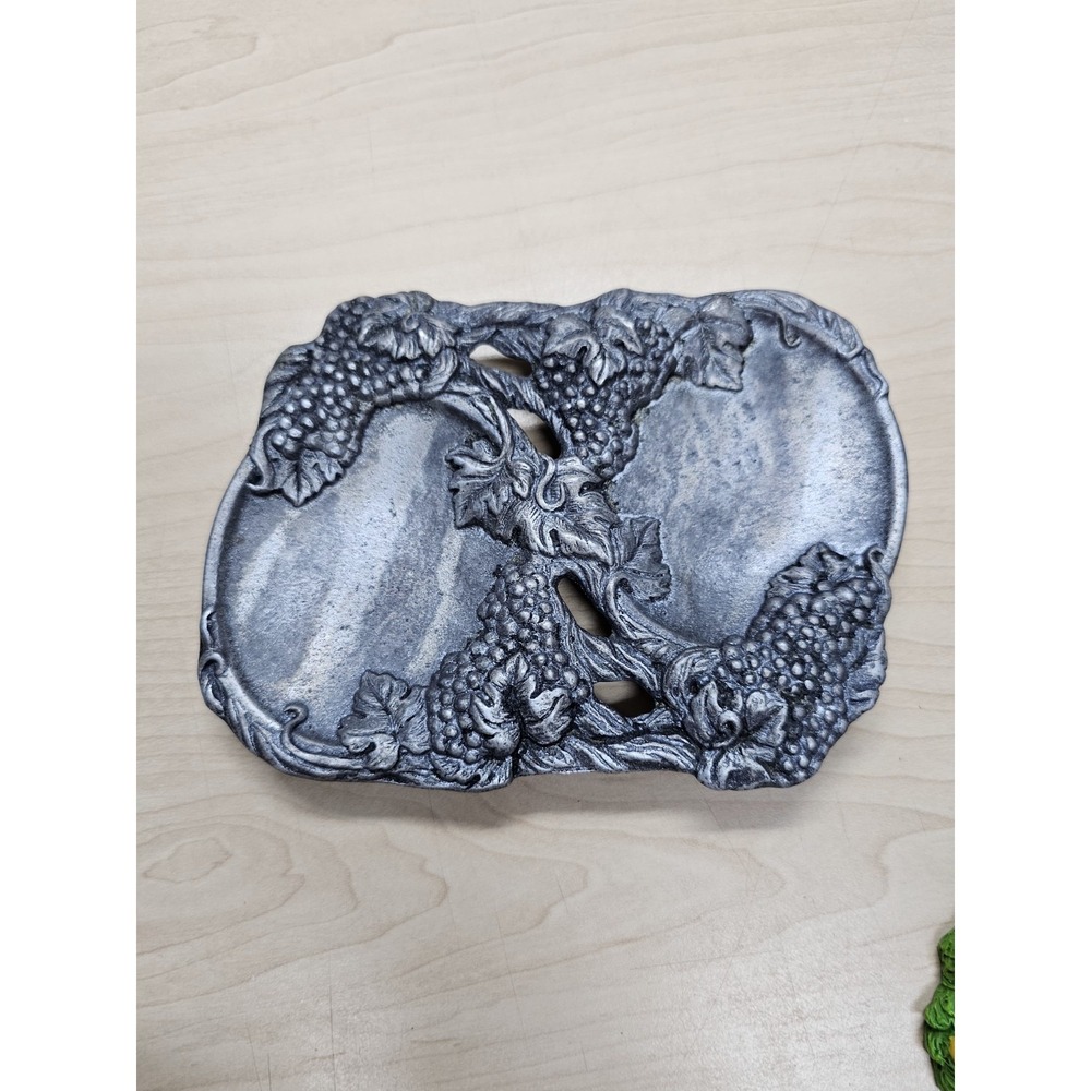 Arthur Court Grape Cluster Aluminum Divided Serving Tray Silver Tone Dish